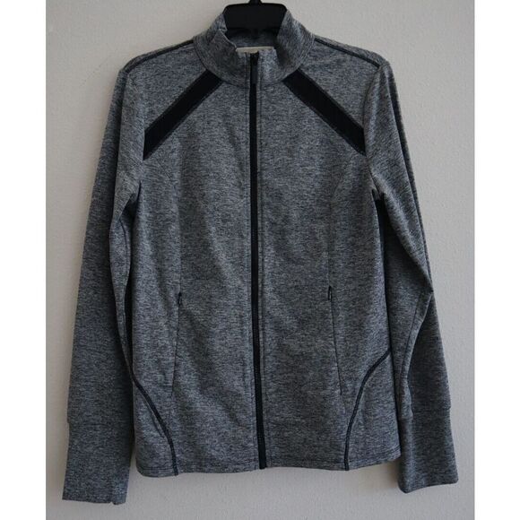 Michael Kors Women's Sz L Gray Heather Active Mesh-Panel Full-Zip Jacket - Picture 1 of 10